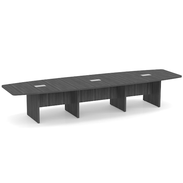 Officesource OS Laminate Conference Tables - Expandable Boat Shaped Conference Table with Slab Base OSCB14CG - main
